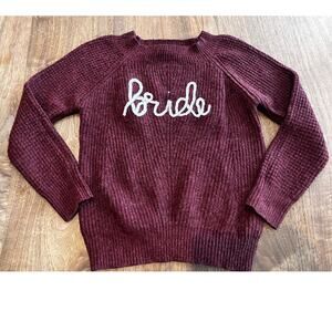 LOFT‎ Outlet Women’s Sweater Medium Maroon Bride Script Knit Pullover